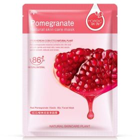 HanChan Skin Care Plant Facial Mask Moisturizing Oil Control (Color: Pomegranate)